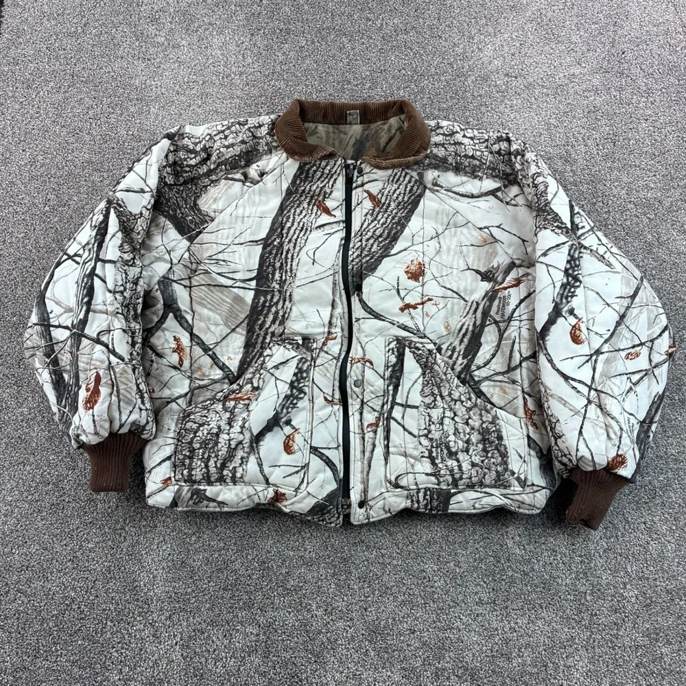 Vintage Walls Camo Bomber Jacket Mens L Tall Realtree Camouflage Reversible USA